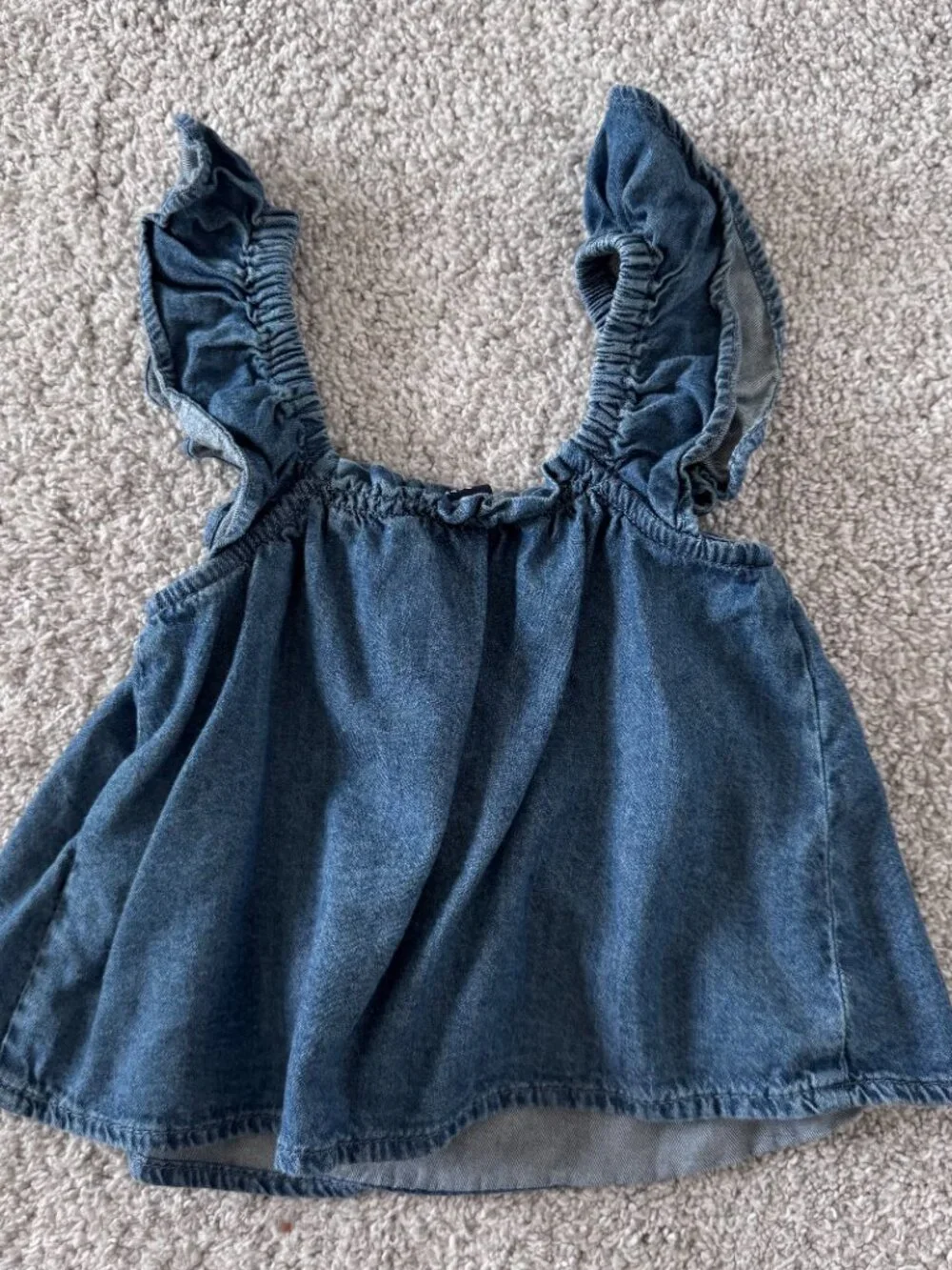 Girls Size 2 Baby GAP Toddler Denim Ruffle Top, Like New